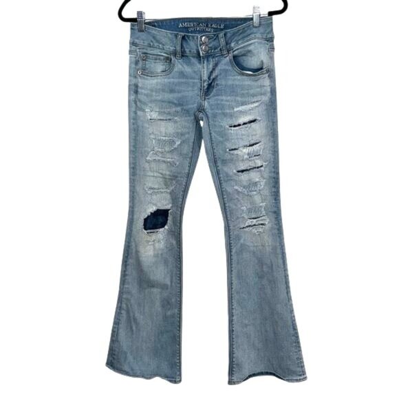 American Eagle Outfitters Artist Flare Super Stretch Distressed Jeans Size 2 - Picture 1 of 10